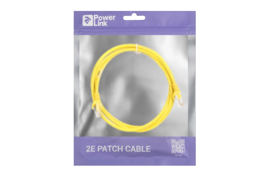 Патч-корд 2E САТ 5e, UTP, 1.50м, 26AWG, RJ45, 7/0.16, CCA, PVC, жовтий