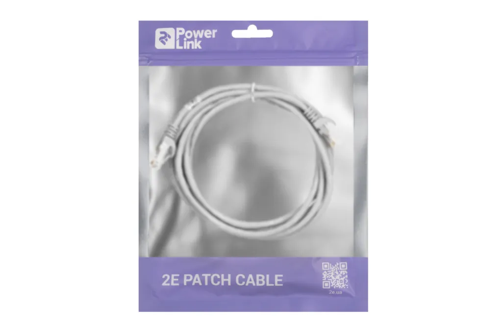 Патч-корд 2E САТ 5e, UTP, 2.50м, 26AWG, RJ45, 7/0.16, CCA, PVC, сірий