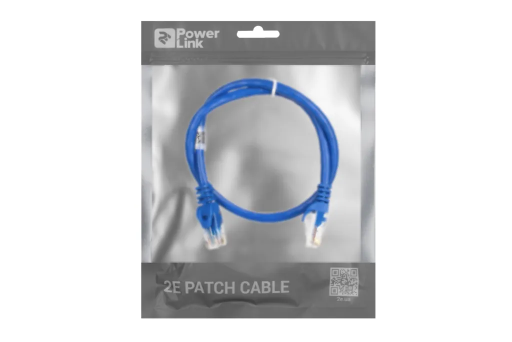 Патч-корд 2E САТ 6, UTP, 0.50м, 26AWG, RJ45, 7/0.16, Cu, PVC, синій