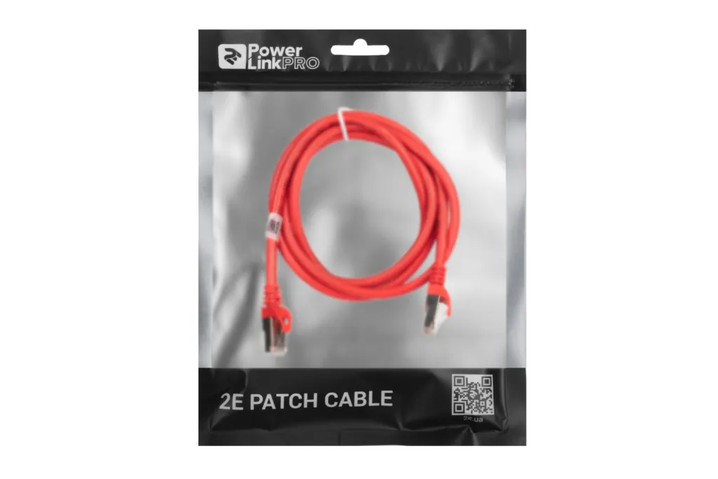 Patch Cable 2E Cat 6,Shielding S-FTP,metal foil pairs,braided cable,RJ45, 4X2 27AWG ,7/0.14 Cu, 1.50 m, PVC,Red