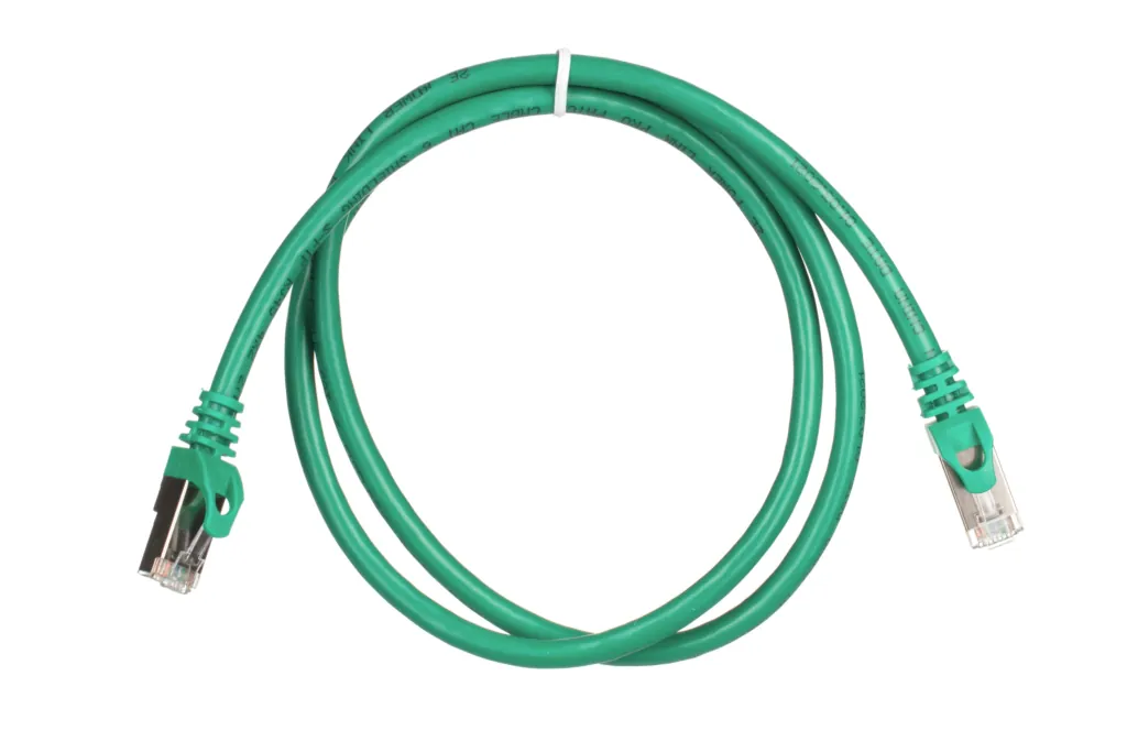 Patch Cable 2E Cat 6,Shielding S-FTP,metal foil pairs,braided cable,RJ45, 4X2 27AWG ,7/0.14 Cu, 1.00 m,PVC, Green