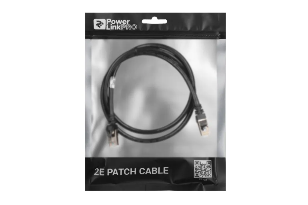 Патч-корд 2E САТ 6, S-FTP, 1м, 26AWG, RJ45, 7/0.16, Cu, PVC, черный