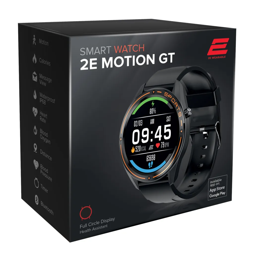 2E Смарт-годинник Motion GT 46 mm Black-Orange