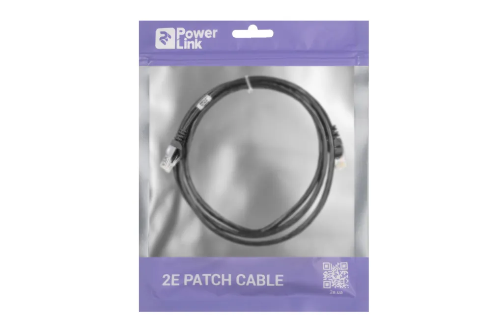 Патч-корд 2E САТ 5e, UTP, 2м, 26AWG, RJ45, 7/0.16, CCA, PVC, чорний