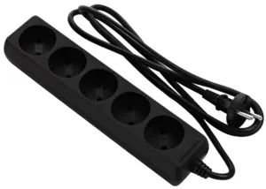 2E Power Strip 5хType C, 2х1mm2, 10A, 1.5m, black