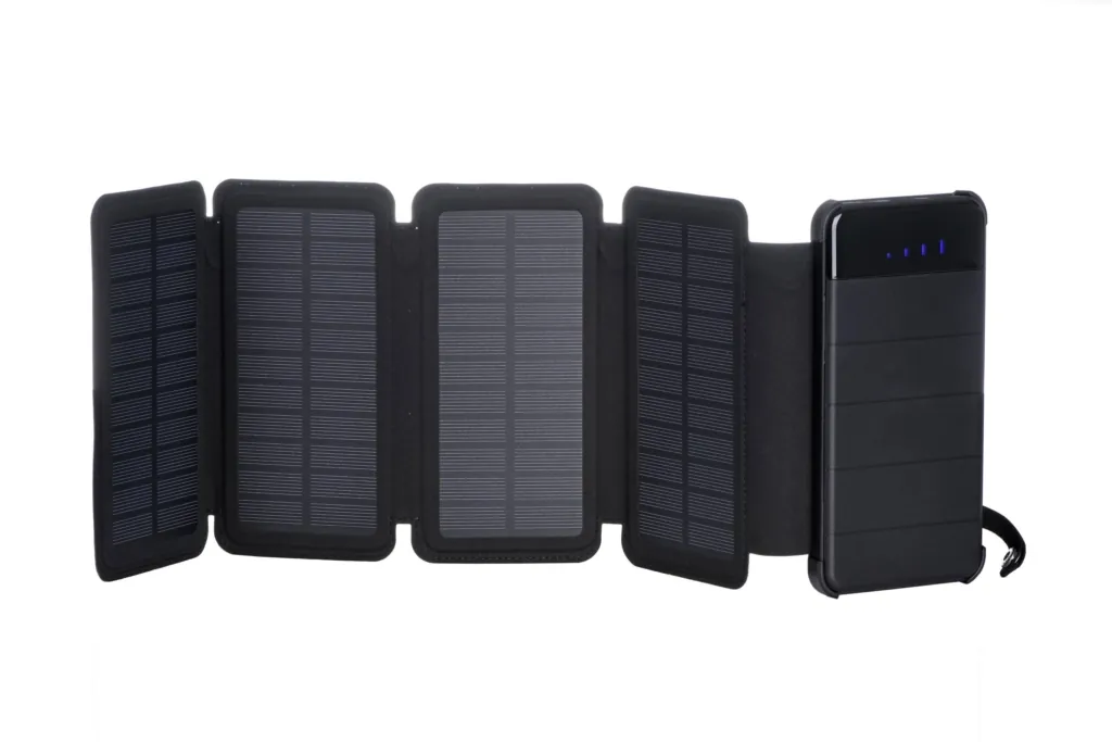 2E Акумулятор портативний літій-іонний Power Bank Solar 8000мА·год, вбудований LED-ліхтар, чорний