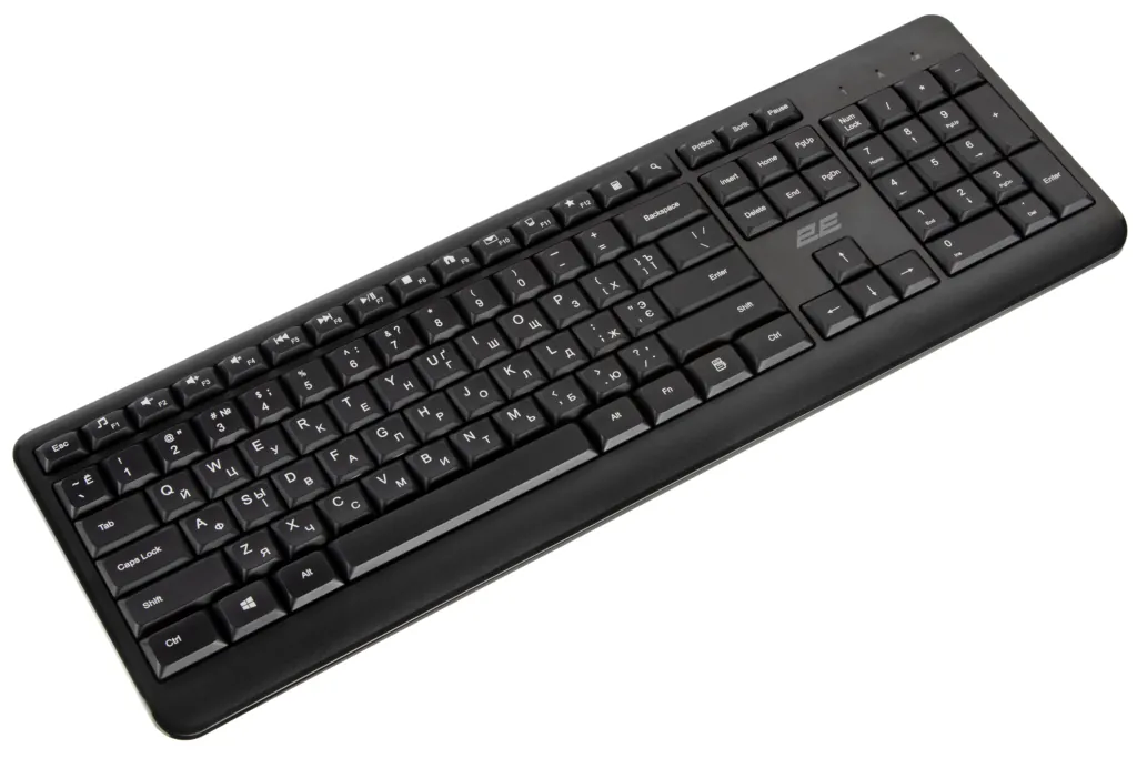 2E Клавіатура мембранна KS220 106key, WL, EN/UK/RU, чорний