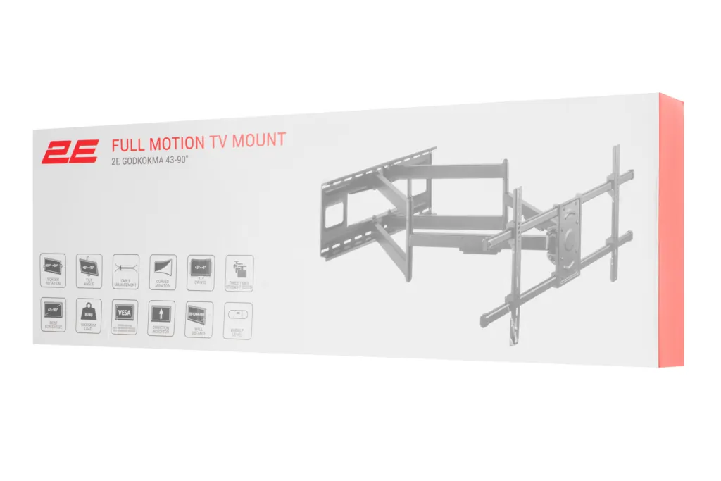 Крепление наклонно-поворотное ТВ 43-90″ 2E Godkokma, вынос 1м