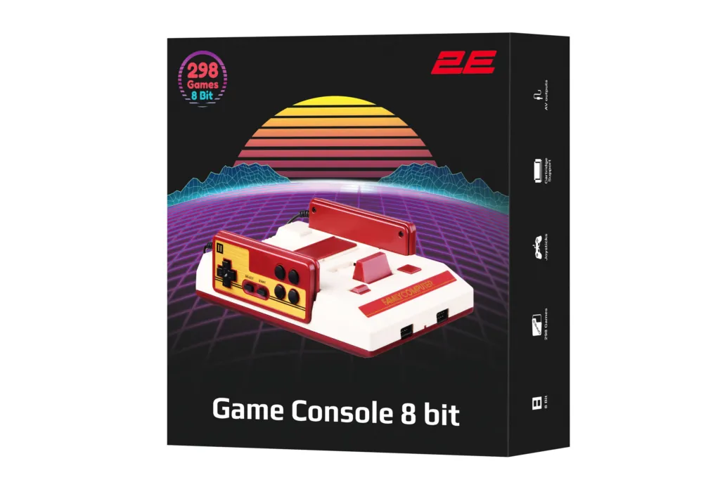 Game console 2E, 8 bit wired gamepad, AV, 298 games