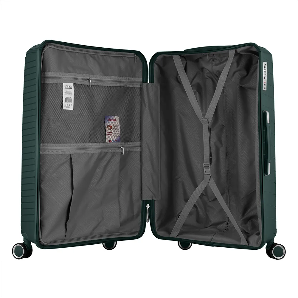 2E Валіза пластикова, SIGMA, велика, 4 колеса, смарагд