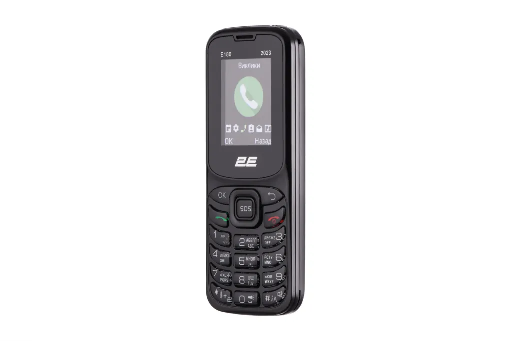Мобільний телефон 2E E180 2023 1.77″ 2SIM, 1000мА•год, чорний
