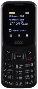 Мобільний телефон 2E E180 2023 1.77″ 2SIM, 1000мА•год, чорний