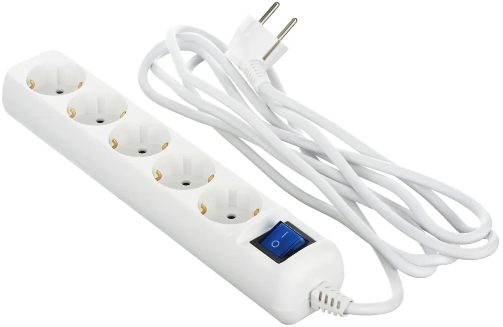 2E Power Strip 5хType F, 3х1.5mm2, 16A, 3m, white