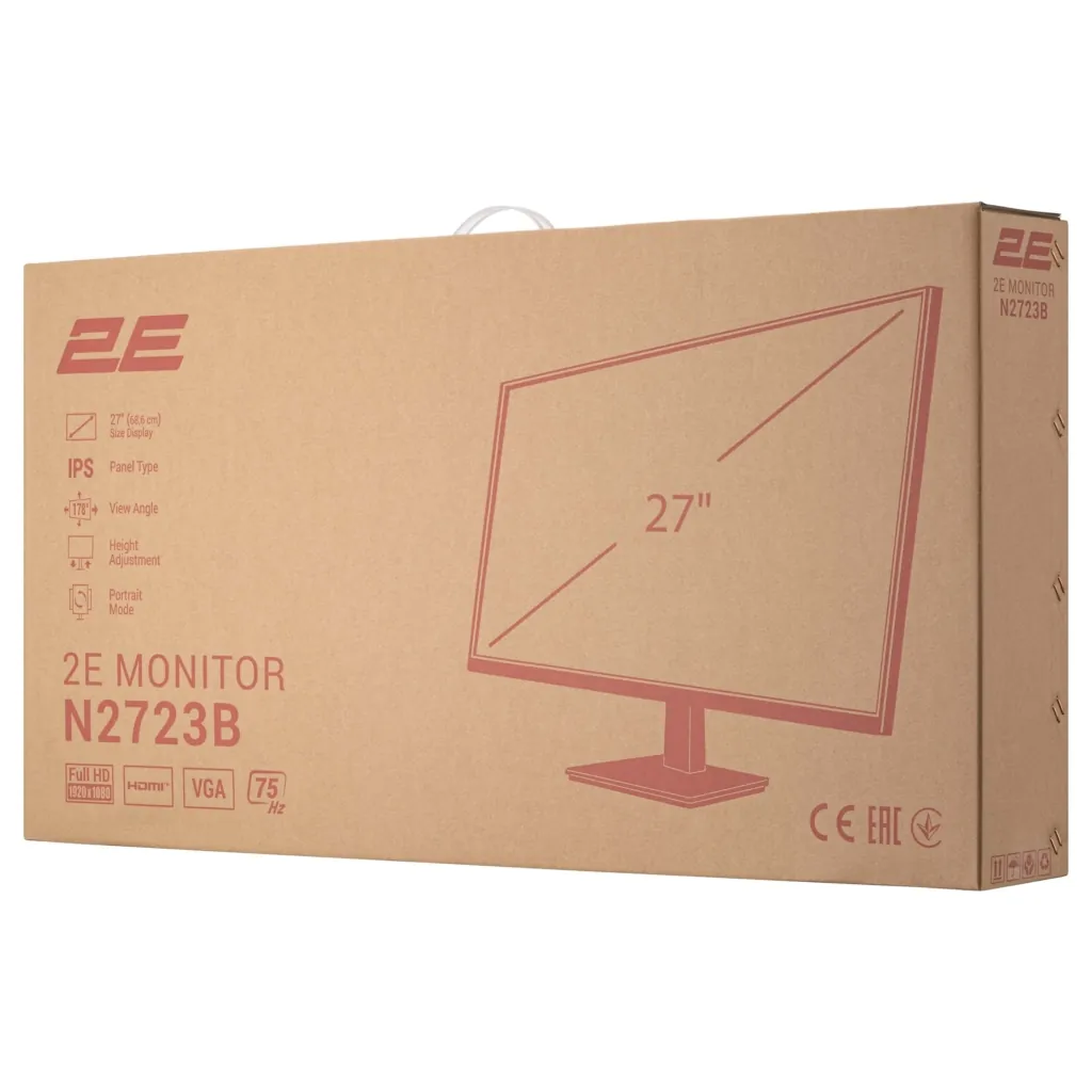 Монитор 2E 27″ N2723B D-Sub, HDMI, IPS, 75Hz, Pivot
