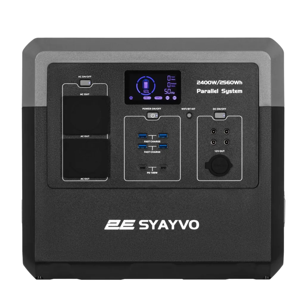 Портативная электростанция 2Е Syayvo 2400 Вт, 2560 Втч, WiFi/BT, параллельное подключение, быстрая зарядка
