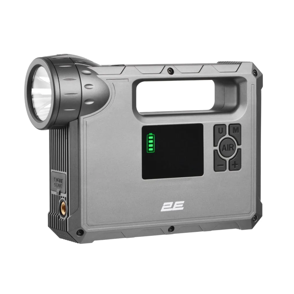 2E Pitman Jump Starter and charger portable, 400А/1000А, 10000 мА/37 W·h, power bank, compressor, flashlight, 1xUSB-A, case