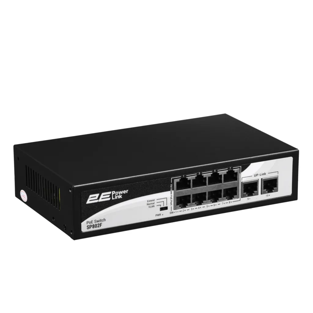 Коммутатор 2E PowerLink SP802F 10xFE (8xPoE, 2xUplink), 96Вт, Неуправляемый