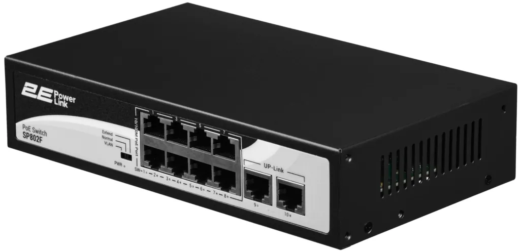 Коммутатор 2E PowerLink SP802F 10xFE (8xPoE, 2xUplink), 96Вт, Неуправляемый