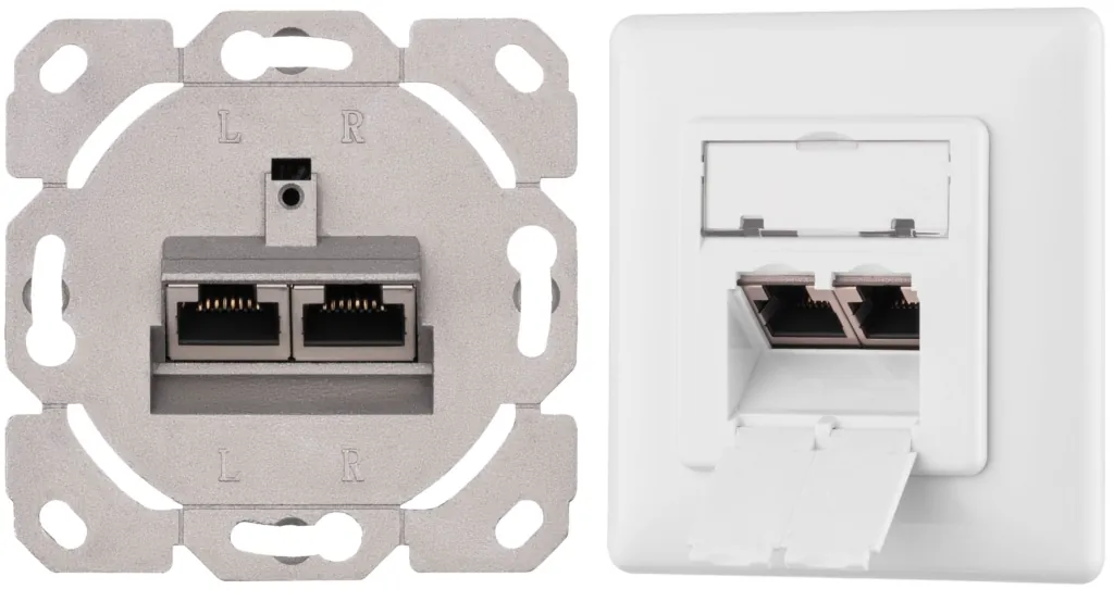 Настенная розетка 2E CАТ 6 FTP, 2xRJ45, 8P8C, для скрытой проводки