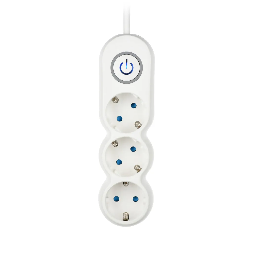 2E Power Strip Plus 3хType F, 3х1mm2, 10A, 3m, white-grey