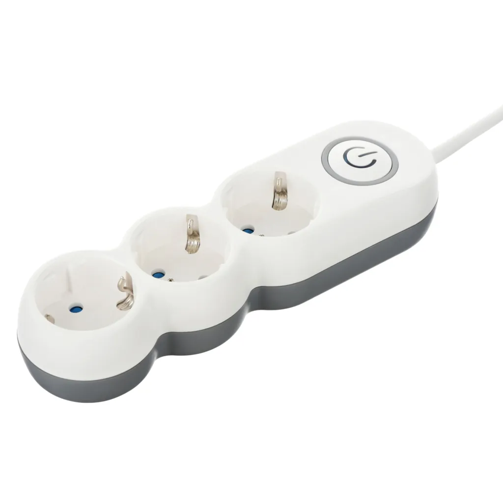 2E Power Strip Plus 3хType F, 3х1mm2, 10A, 3m, white-grey