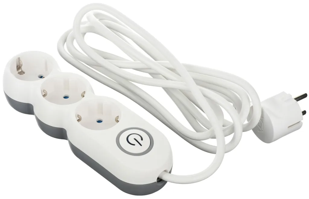 2E Power Strip Plus 3хType F, 3х1mm2, 10A, 3m, white-grey