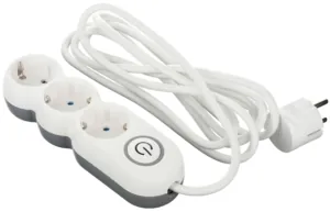 2E Power Strip Plus 3хType F, 3х1mm2, 10A, 3m, white-grey