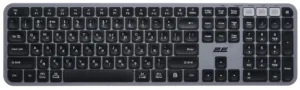 Клавиатура мембранная 2E KS240 110key, WL/BT, EN/UK, серо-чёрный