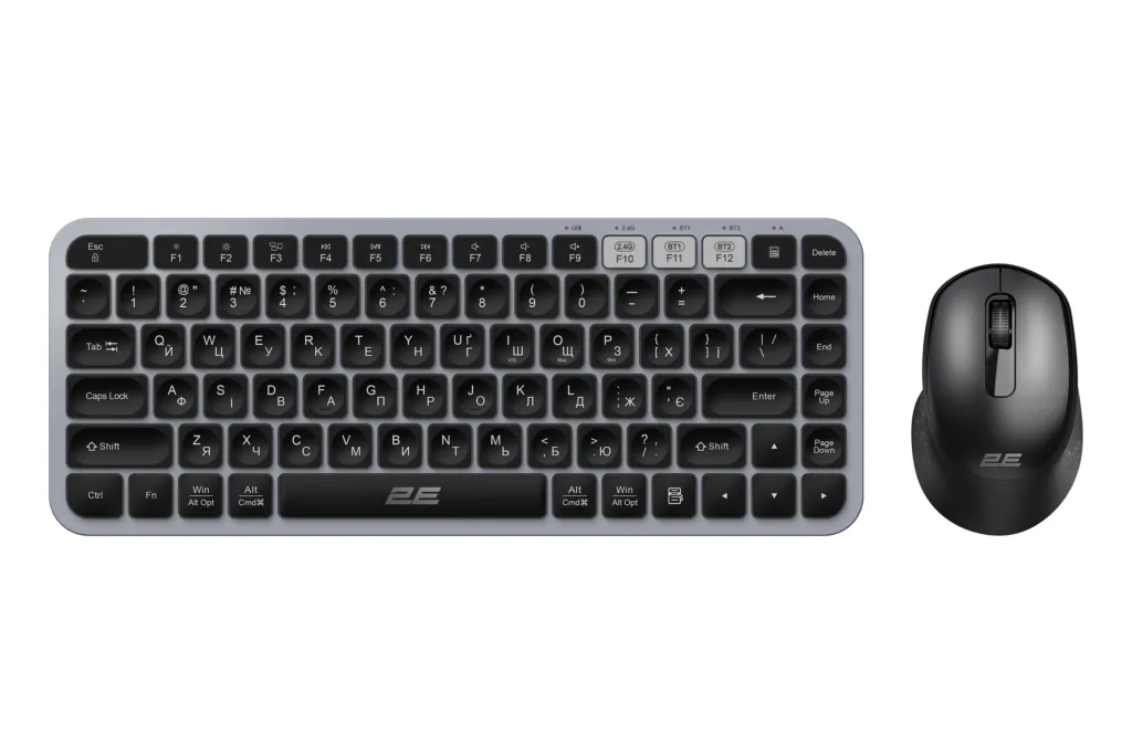 Комплект клавиатура и мышь 2E MK430 WL/BT, EN/UK, серо-чёрный