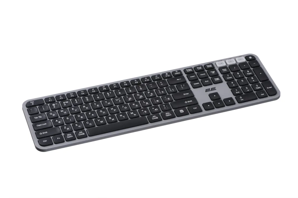 Комплект клавіатура та миша 2E MK440 WL/BT, EN/UK, сіро-чорний
