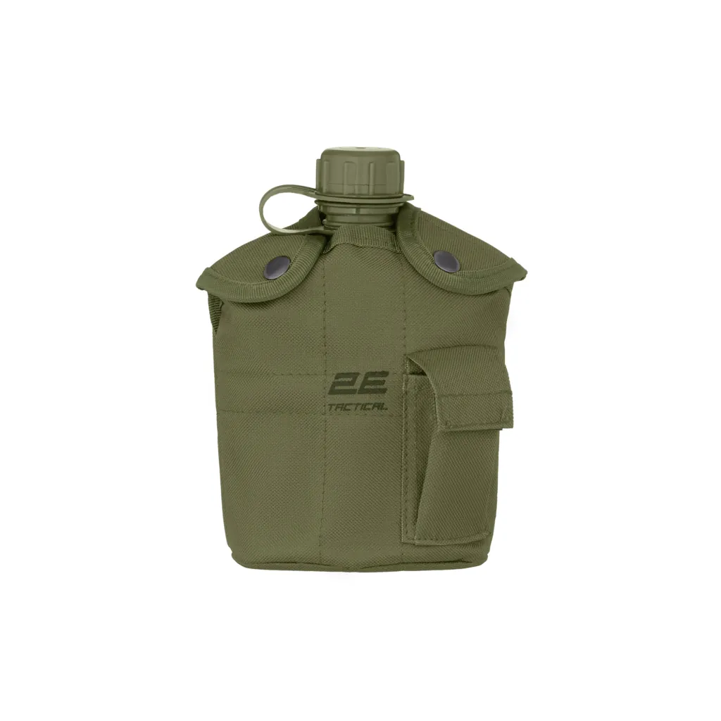 2E Tactical Фляга тактическая в чехле Flask WB01, 1л, с кружкой для еды, оливковый