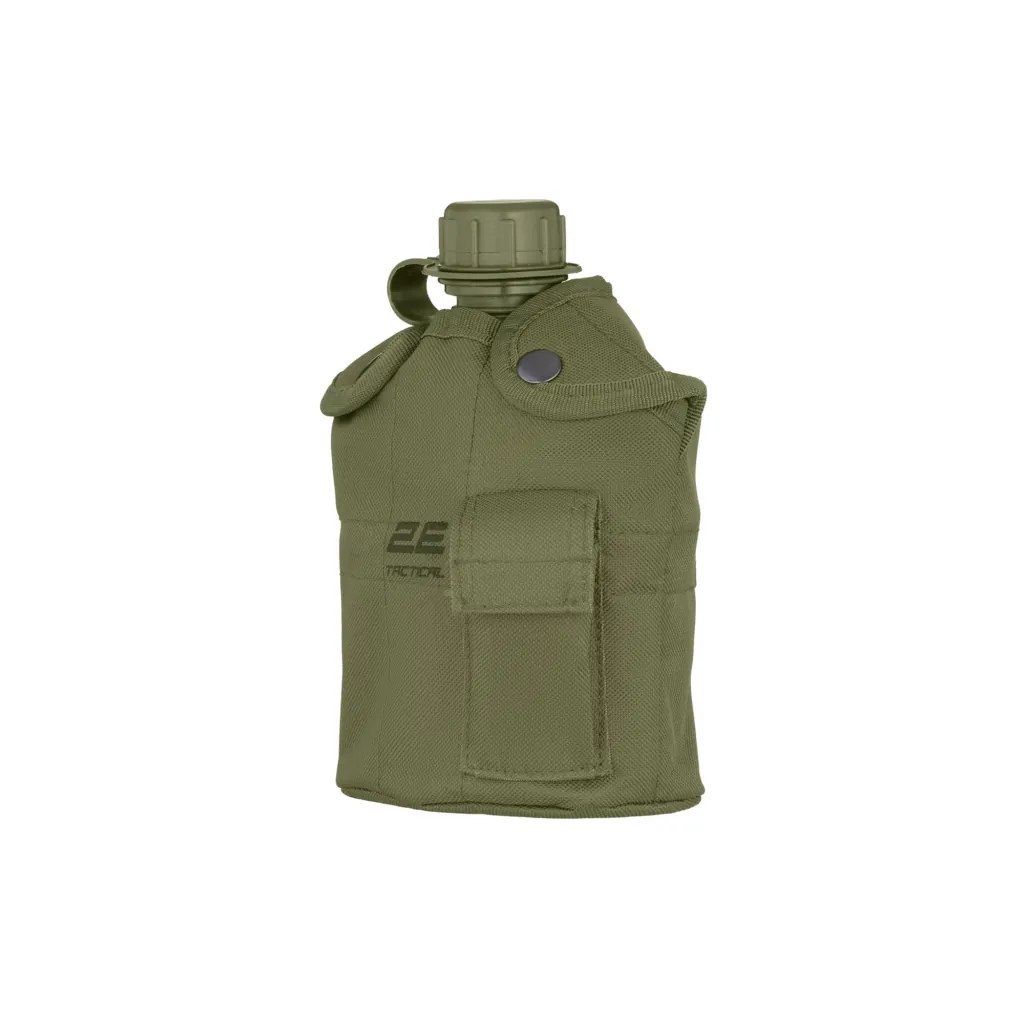 2E Tactical Фляга тактическая в чехле Flask WB01, 1л, с кружкой для еды, оливковый