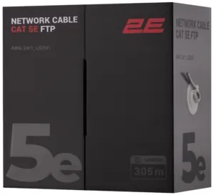 Кабель «витая пара» 2E CAT 5e, FTP, 305м, AWG 23/1, LSZH-1, серый