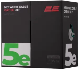 Кабель «витая пара» 2E CAT 5e, U-UTP, 305м, AWG 24/1, LSZH, зеленый