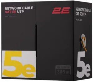 Кабель «витая пара» 2E CAT 5e, U-UTP, 305м, AWG 24/1, LSZH, желтый