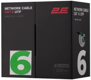 Кабель «витая пара» 2E CAT 6, U-UTP, 305м, AWG 23/1, LSZH-1, зеленый