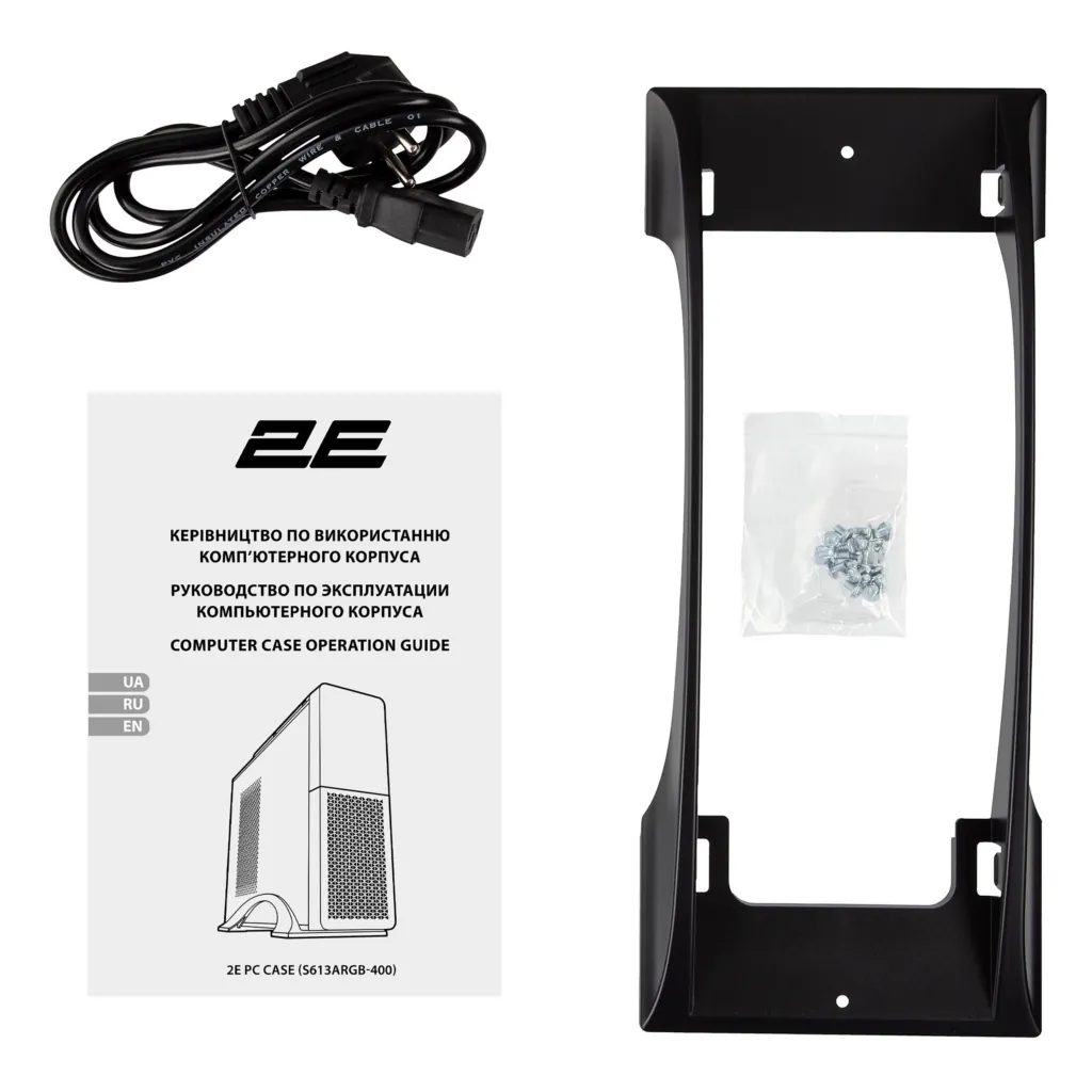 2E Корпус S613ARGB-400, с БП 2E 400W-SFX, 1xUSB3.0, 1хUSB Type-C, 1×80мм, Micro ATX/ Desktop, чёрный