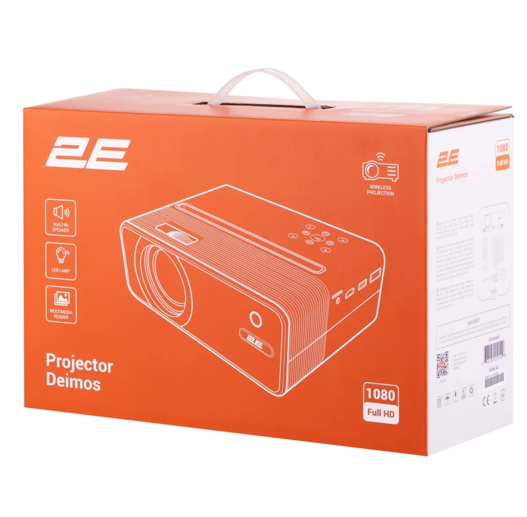 Проектор 2E Deimos FHD, 200 lm, LED, 1.57, WiFi