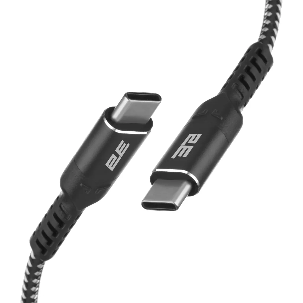 2E Сable USB-C > USB-C charge/data, 1m, 240W Type-C, Aluminum Shell, black