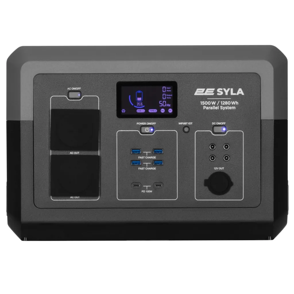 Portable Power Station 2E Syla, 1500 W, 1280 Wh, WiFi/BT, Parallel System, Fast Charging