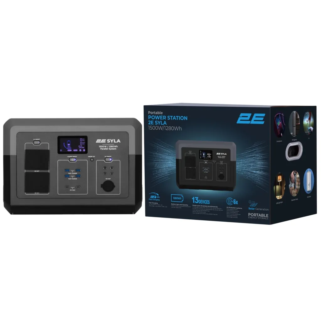 Portable Power Station 2E Syla, 1500 W, 1280 Wh, WiFi/BT, Parallel System, Fast Charging