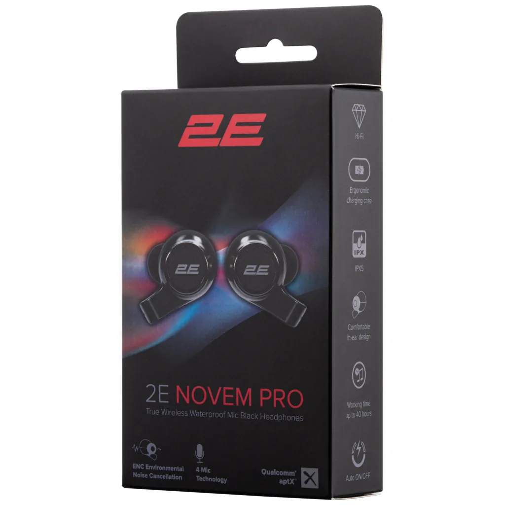 Headset 2E Novem Pro True Wireless, 4 Mic, Waterproof, Black