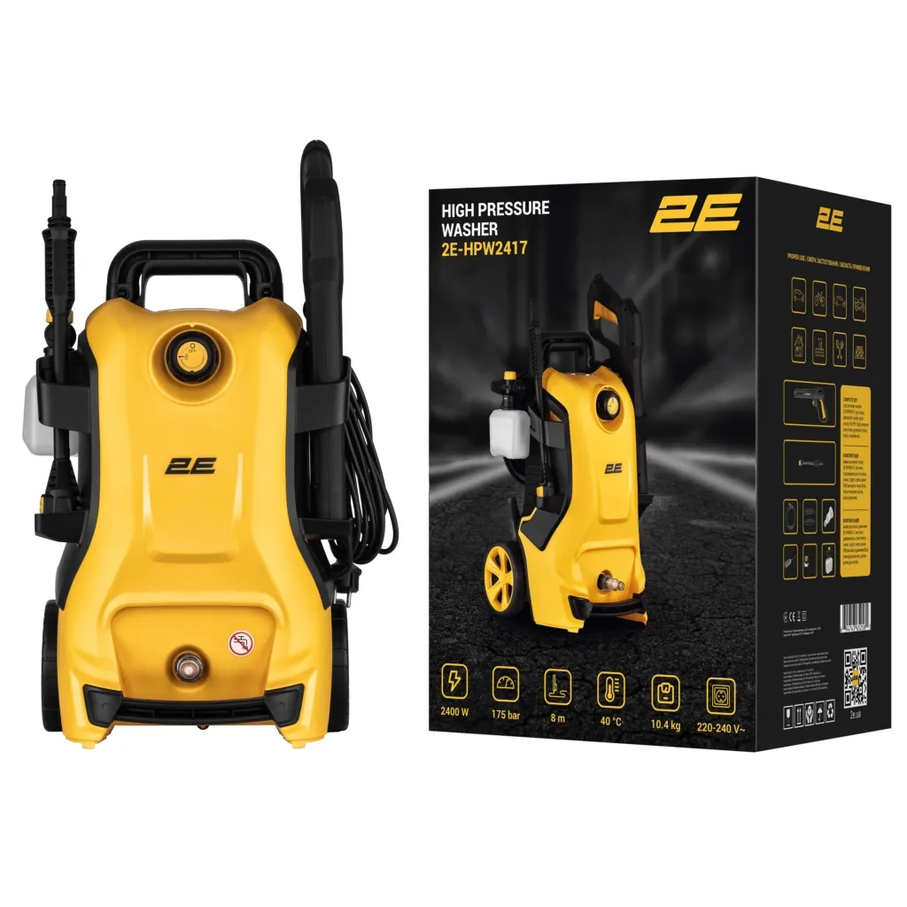 Минимойка высокого давления 2E AquaClean 175 2400Вт 175бар 500л/ч шланг 10м 10.35кг