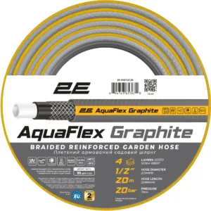 2E Garden hose AquaFlex Graphite 1/2″ 20m 4 layers 20bar -10+50°C