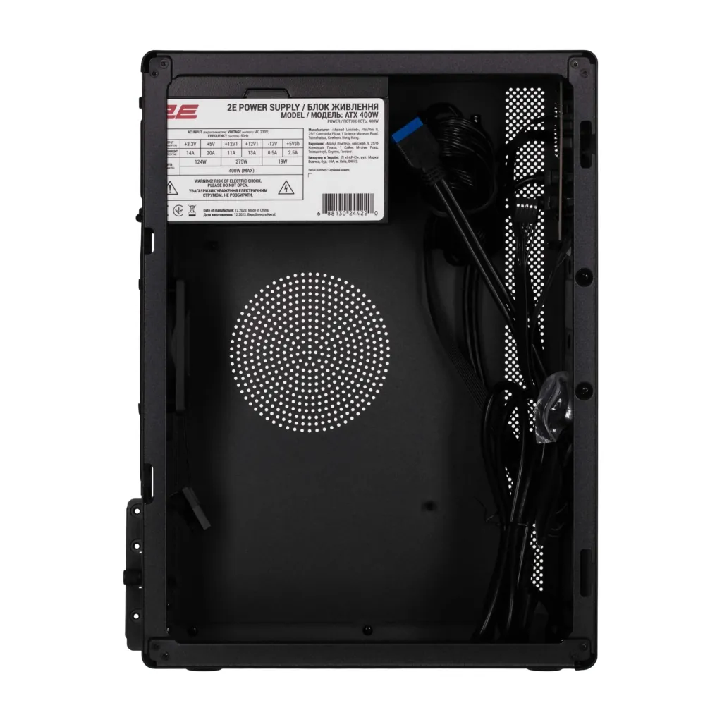 Корпус 2E Credo V200B-400 з БЖ 2E ATX400, 2xUSB3.0, 1×80мм, VGA 250мм, mATX, чорний