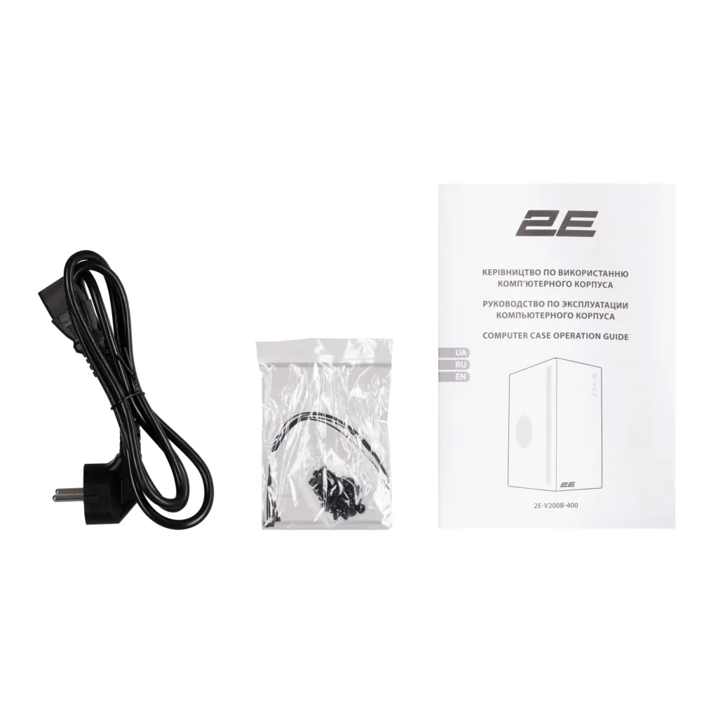 Корпус 2E Credo V200B-400 з БЖ 2E ATX400, 2xUSB3.0, 1×80мм, VGA 250мм, mATX, чорний
