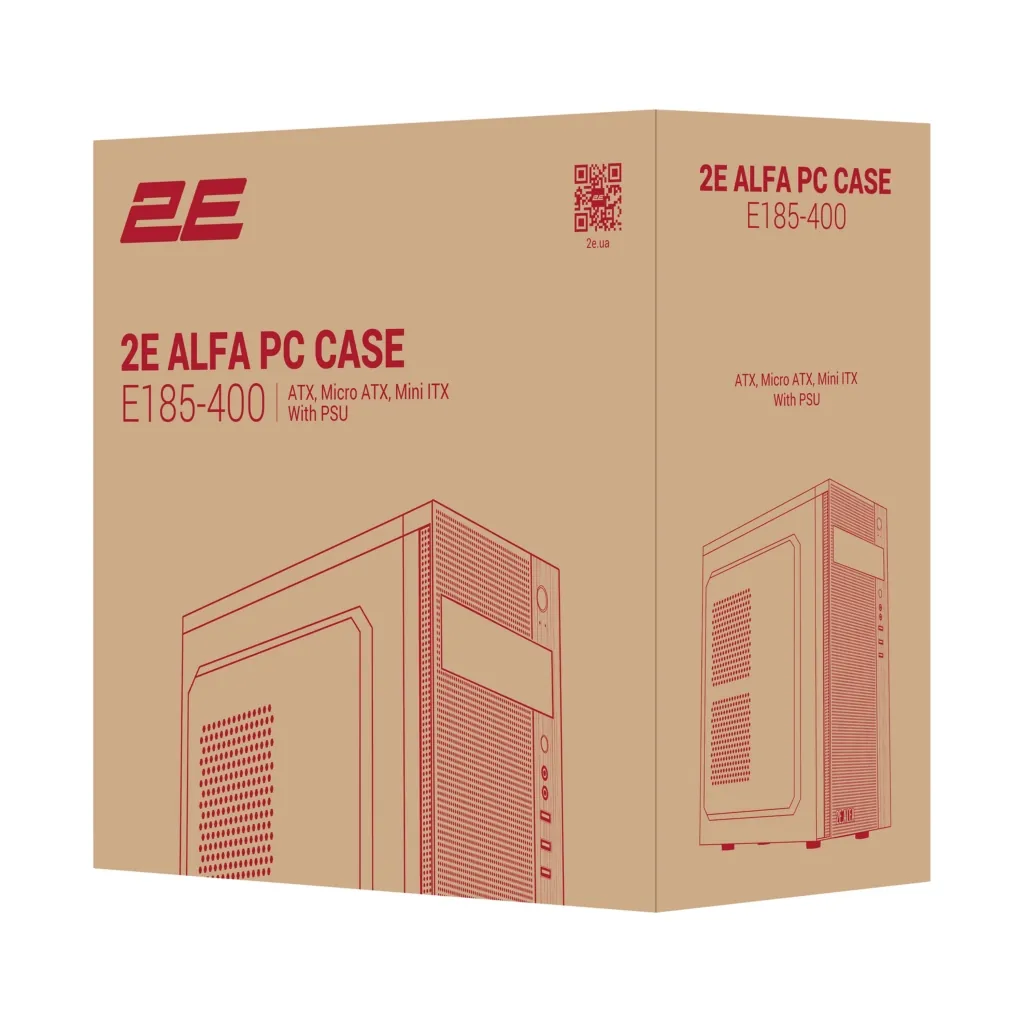 Корпус 2E Alfa E185-400 с БП 2E ATX400W 1xUSB3.0, 2xUSB2.0 VGA 310мм ATX чёрный