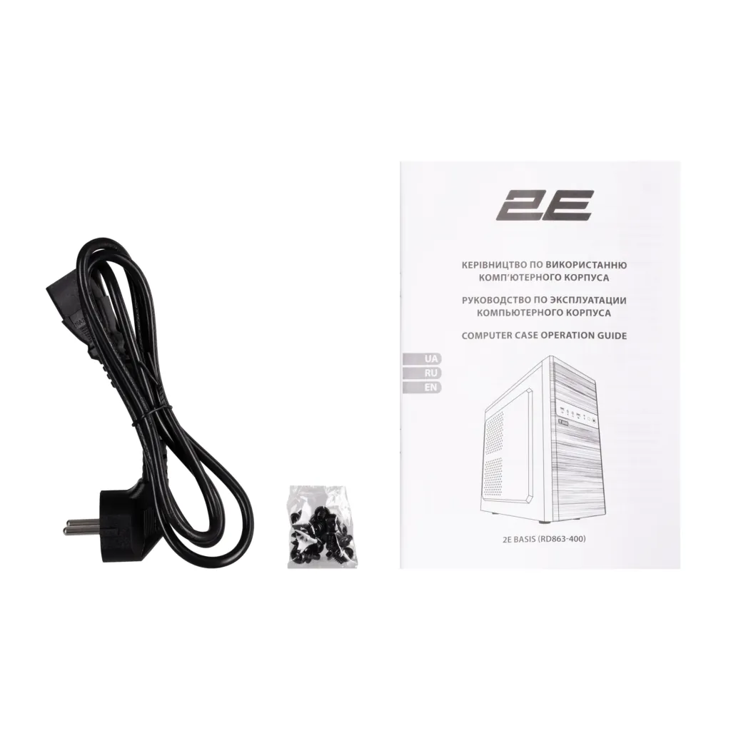 2E PC case Basis RD863-400 with PSU 2E ATX400W, 2xUSB2.0, VGA 320mm, mATX, black