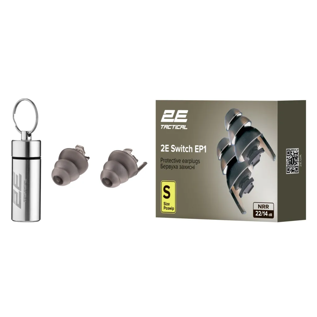 2E Tactical Бервуха захисні Switch EP1 Black з перемикачем, розмір S, NRR 22/14 dB, пасивні