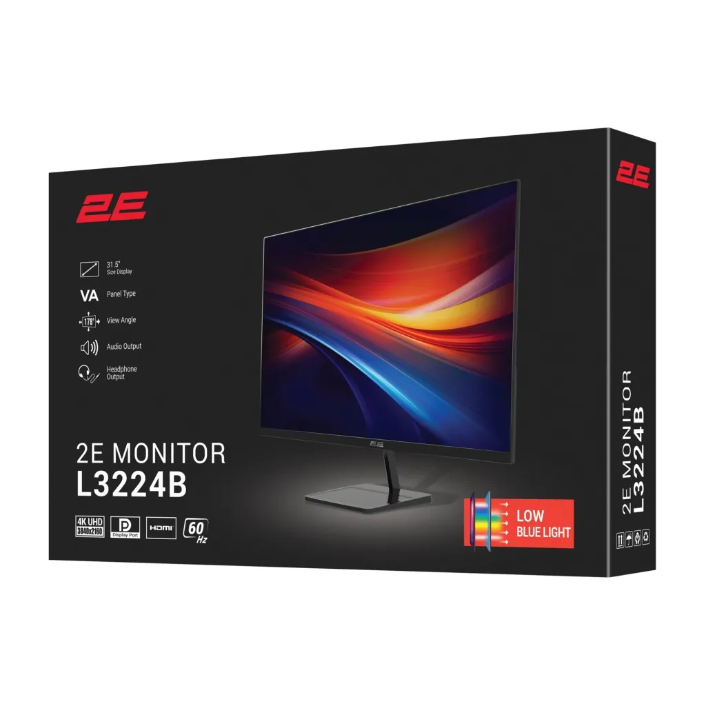 Монитор 2E 31.5″ L3224B 2xHDMI, DP, VA, 3840×2160, MM